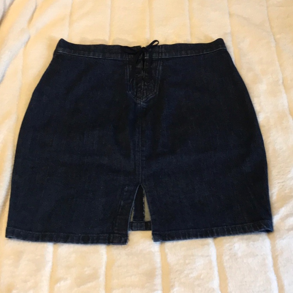 JCREW Dark Denim Skirt with Lace Back - Picture 3 of 8